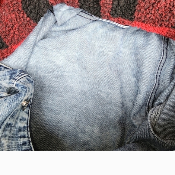 Vintage 80s Company One acid washed Denim hoodie Jacket XL-L - Picture 11 of 14